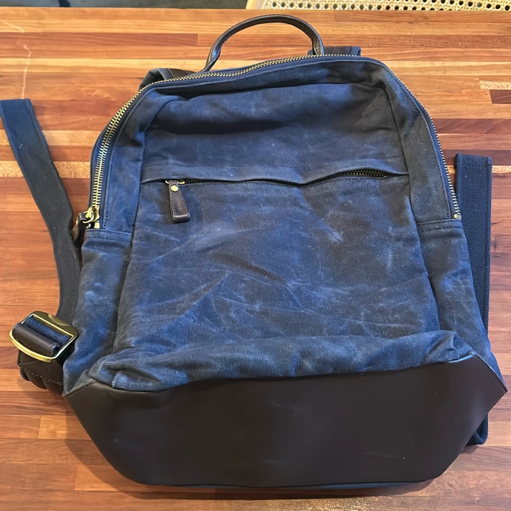 Banana republic canvas leather blue backpack
